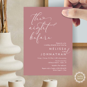 The Night Before Romantic Wedding Rehearsal Dinner Invitation