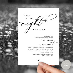 The Night Before Romantic Wedding Rehearsal Dinner Invitation