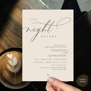 The Night Before Romantic Wedding Rehearsal Dinner Invitation
