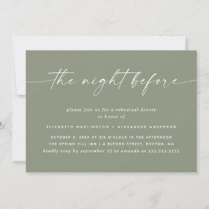 The night before. Sage Green rehearsal dinner Invitation