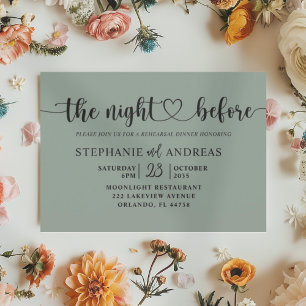 The Night Before Sage Green Wedding  Invitation