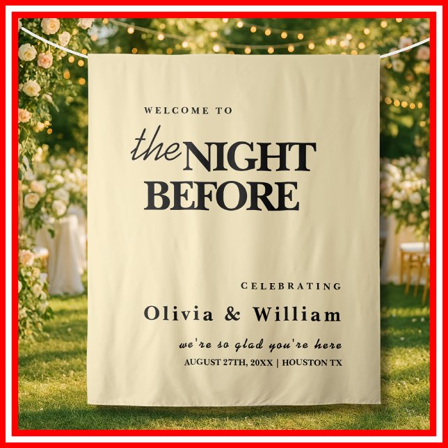 The Night Before Sign Butter Yellow Backdrop Tapestry (Creator Uploaded)