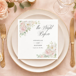The Night Before Soft Blush Roses Wedding Napkin