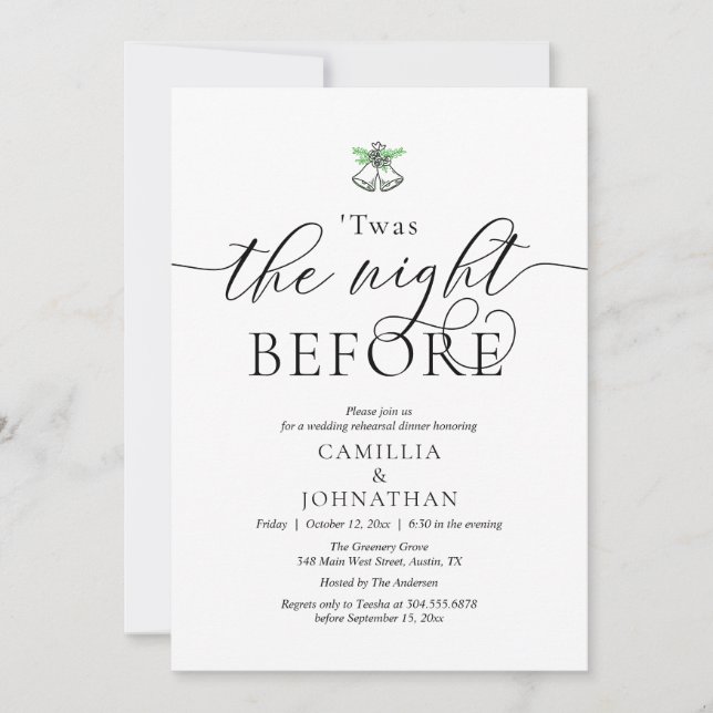 The Night Before, TWAS Wedding Rehearsal Dinner Invitation (Front)