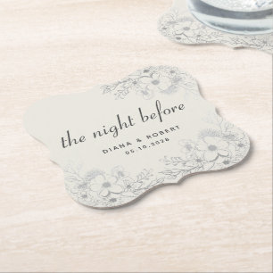 The Night Before Vintage Floral Rehearsal Dinner Paper Coaster