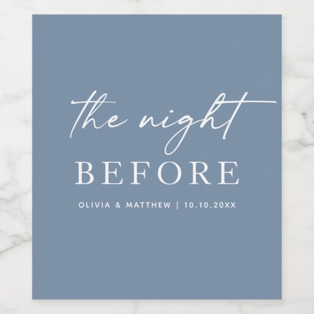 The Night Before Wedding | Blue Rehearsal Dinner Wine Label (Single Label)