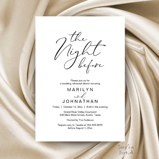The Night Before Wedding Modern Rehearsal Dinner Invitation (The Night Before Wedding Modern Rehearsal Dinner Invitation Card in Black and White)