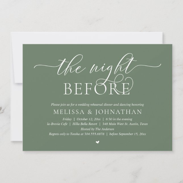 The Night Before, Wedding Rehearsal Dinner Dancing Invitation (Front)