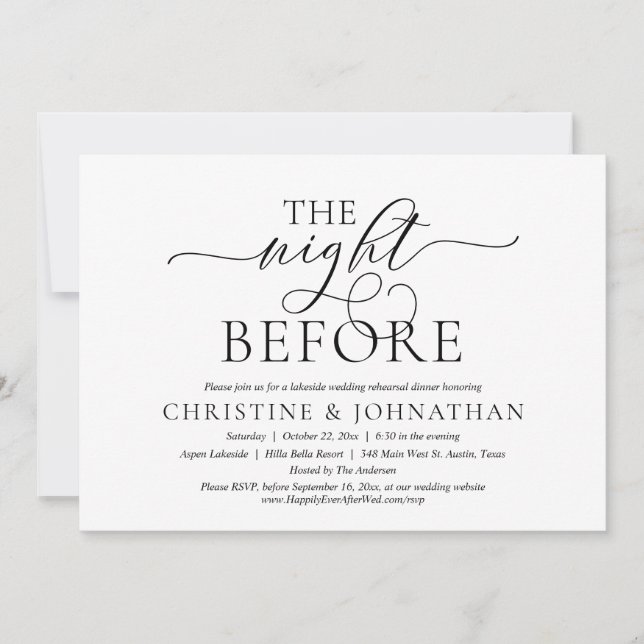 The Night Before, Wedding Rehearsal Dinner Invitation (Front)