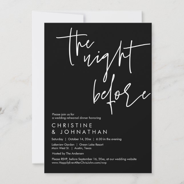 The Night Before, Wedding Rehearsal Dinner Invitation (Front)