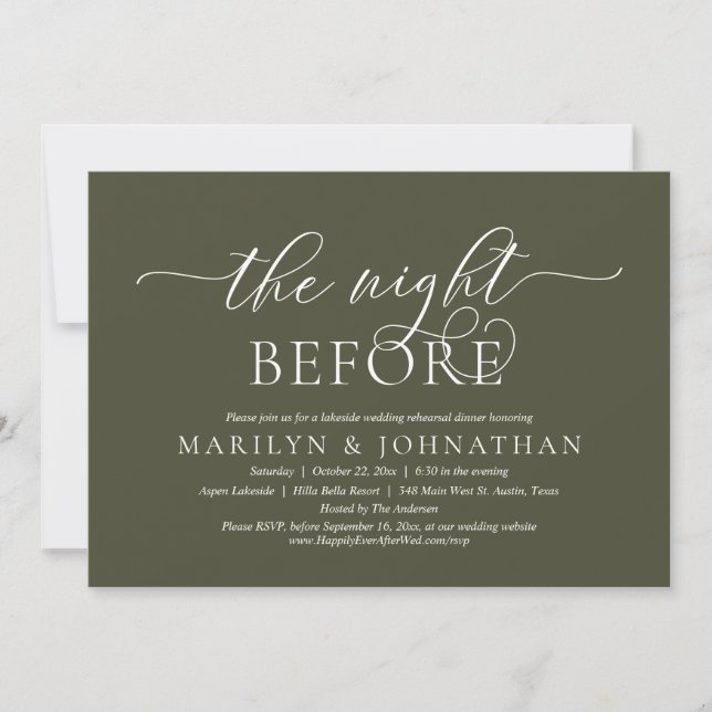 The Night Before, Wedding Rehearsal Dinner Invitation (Front)