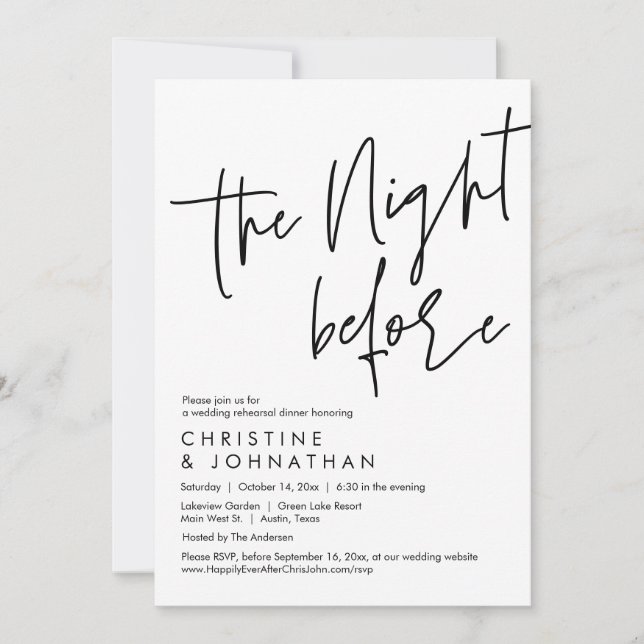 The Night Before, Wedding Rehearsal Dinner Invitation (Front)