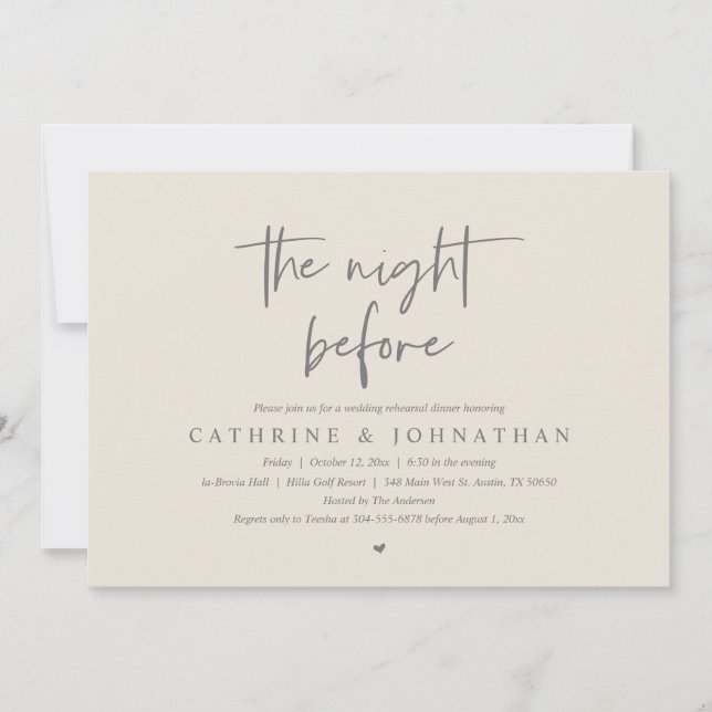 The night before, Wedding Rehearsal Dinner Invitation (Front)