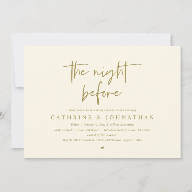The night before, Wedding Rehearsal Dinner Invitation (Front)