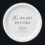 The Night Before Wedding Rehearsal Dinner Paper Plate<br><div class="desc">These plates are the perfect addition to your rehearsal dinner the night before the big day!</div>