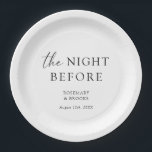 The Night Before Wedding Rehearsal Dinner Paper Plate<br><div class="desc">These plates are the perfect addition to your rehearsal dinner the night before the big day!</div>