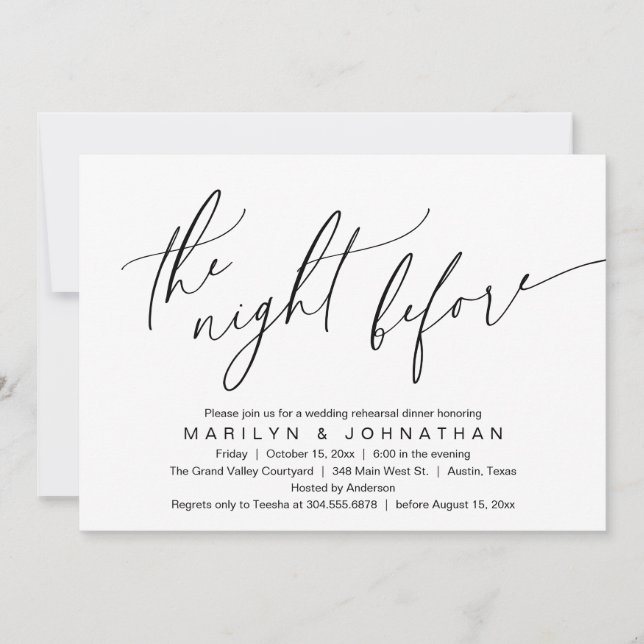 The Night Before, Wedding Rehearsal Dinner Party Invitation (Front)