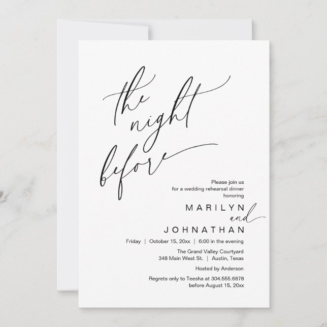The Night Before, Wedding Rehearsal Dinner Party Invitation (Front)