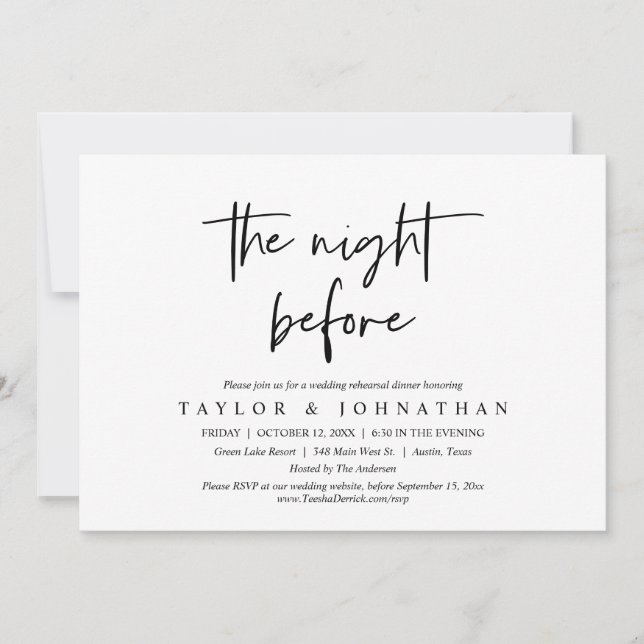The Night Before, Wedding Rehearsal Dinner Party Invitation (Front)