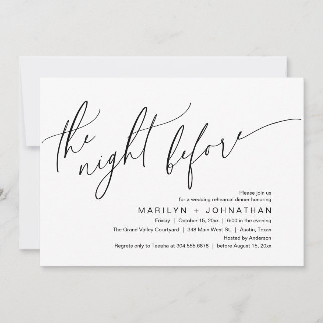 The Night Before, Wedding Rehearsal Dinner Party Invitation (Front)