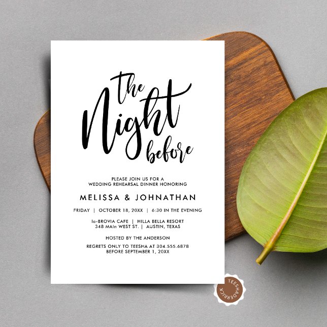 The Night Before, Wedding Rehearsal Dinner Party Invitation (The Night Before, Wedding Rehearsal Dinner Party Celebration Invitation Card)