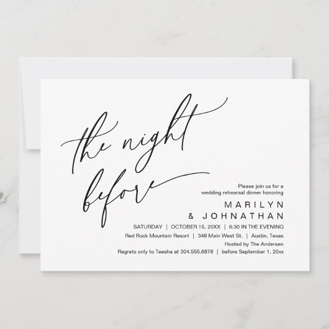 The Night Before Wedding Rehearsal Dinner Party Invitation (Front)