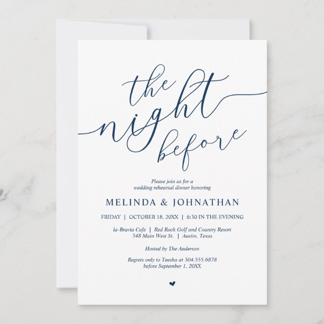 The Night Before, Wedding Rehearsal Dinner Party Invitation (Front)