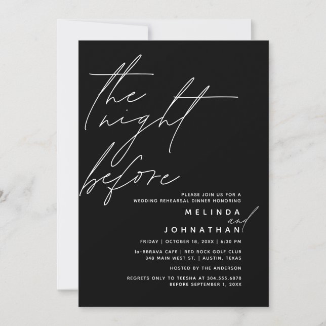 The Night Before Wedding Rehearsal Dinner Party t1 Invitation (Front)