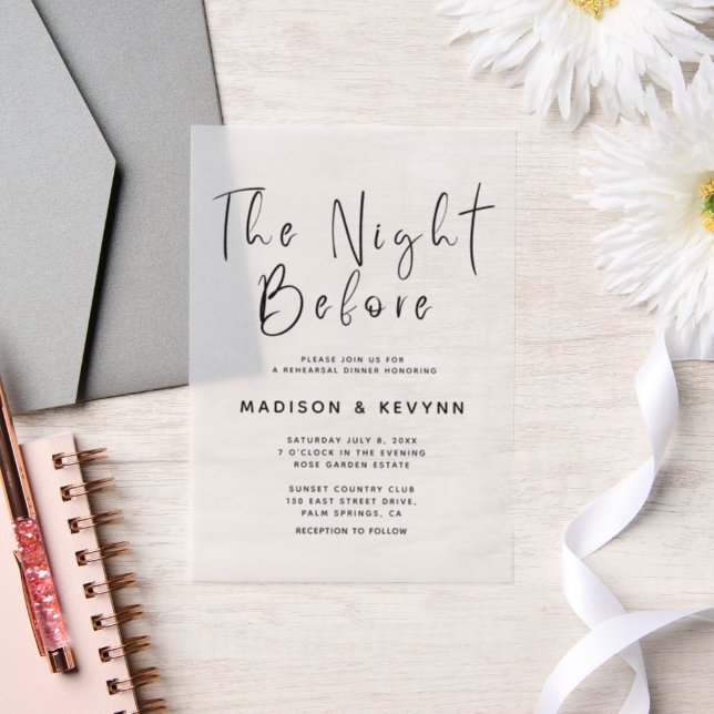 The Night Before Wedding Rehearsal Dinner  Vellum Invitations (Wedding)
