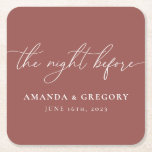 The Night Before Wedding Rehearsal Dinner Welcome  Square Paper Coaster<br><div class="desc">These coasters are the perfect touch for your rehearsal dinner.</div>