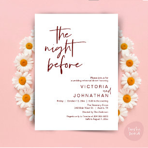 The Night Before, Wedding Rehearsal Party Dinner Invitation