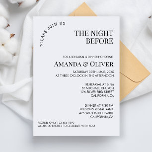 The Night Before Welcome Wedding Rehearsal Dinner Invitation