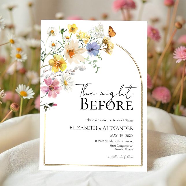 The Night Before Wildflower Boho Rehearsal Dinner Invitation (Creator Uploaded)