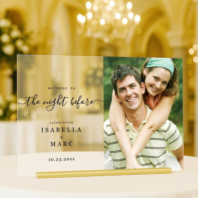The Night Before with Photo for Wedding Rehearsal Acrylic Sign (Creator Uploaded)