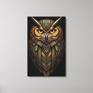 The Night Guardian – Abstract Owl with African  Canvas Print