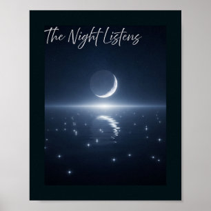🖼️ The Night Listens – Crescent Moon & Star Poster