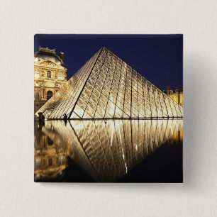 The night view of the glass Pyramid of Musee du 15 Cm Square Badge