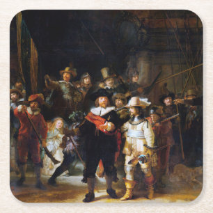 The Night Watch, Rembrandt, 1642 Square Paper Coaster