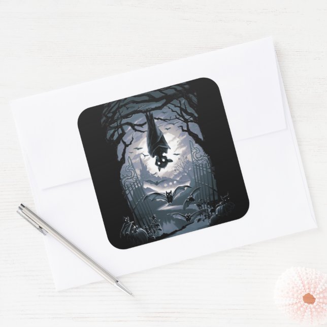 The Night Welcomes You Square Sticker (Envelope)