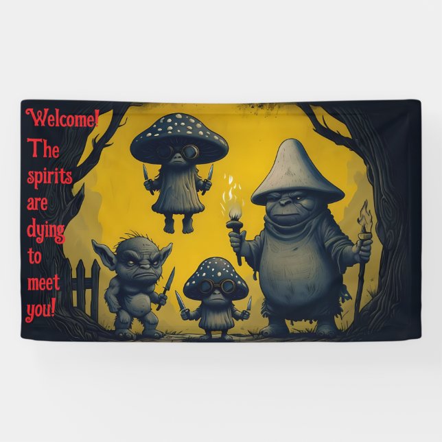 The Nightshade Mischief: Spooky Mushroom Goblins Banner (Horizontal)
