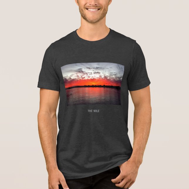 The  Nile River, Dramatic Sunset. Tri-Blend Shirt (Front)