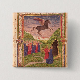 The nine Muses playing instruments 15 Cm Square Badge