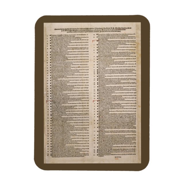 The Ninety-five Theses (Martin Luther) Magnet (Vertical)