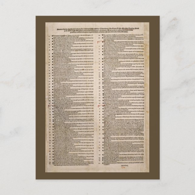 The Ninety-five Theses (Martin Luther) Postcard (Front)