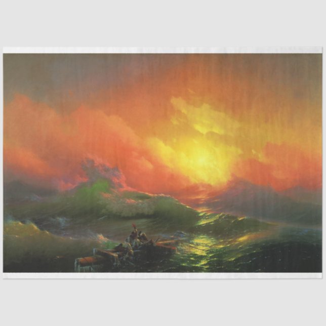 The Ninth Wave (Stormy Sea with Red Sunset) Tissue Paper (Front)