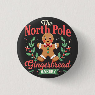 The North Pole Gingerbread Bakery Christmas 3 Cm Round Badge