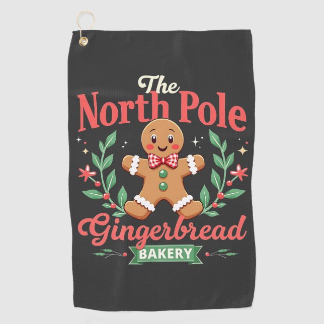 The North Pole Gingerbread Bakery Christmas  Golf Towel (Front)