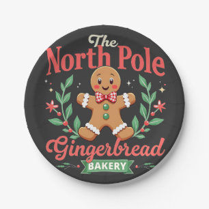 The North Pole Gingerbread Bakery Christmas Paper Plate