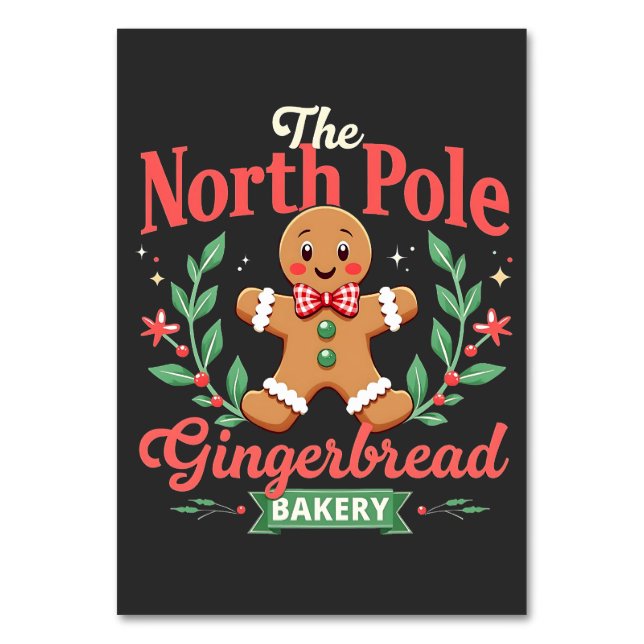 The North Pole Gingerbread Bakery Christmas  Table Number (Front)