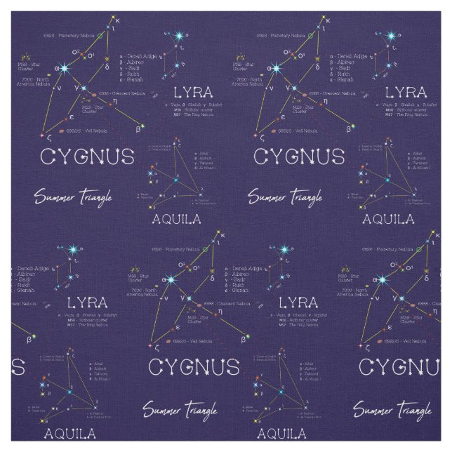 The Northern Hemisphere Summer Triangle Stars Fabric (Swatch)